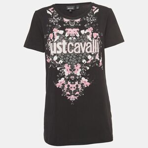Just Cavalli Black Logo Print Stretch Cotton Fitted T-Shirt Xxl
